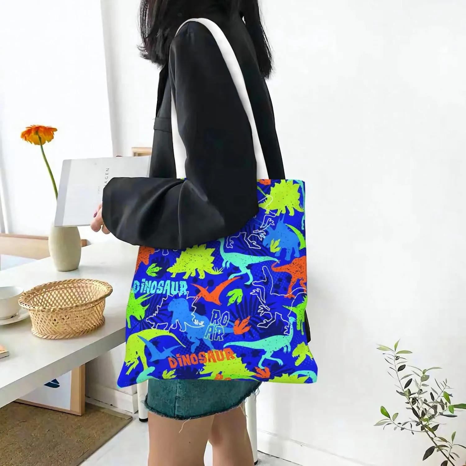 Tyrannosaurus Dinosaur Tote Bag Reusable Shoulder Tote Bag For Women Lady Vacation, Shopping, Work