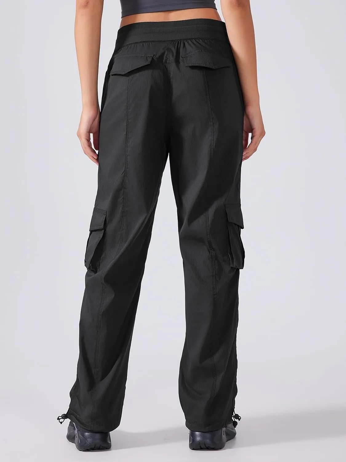 Ukaste Women's Petite Relaxed Fit Lightweight Stretch Cargo Pants - Comfort Hiking Travel Pant with Drawstring Multi Pockets