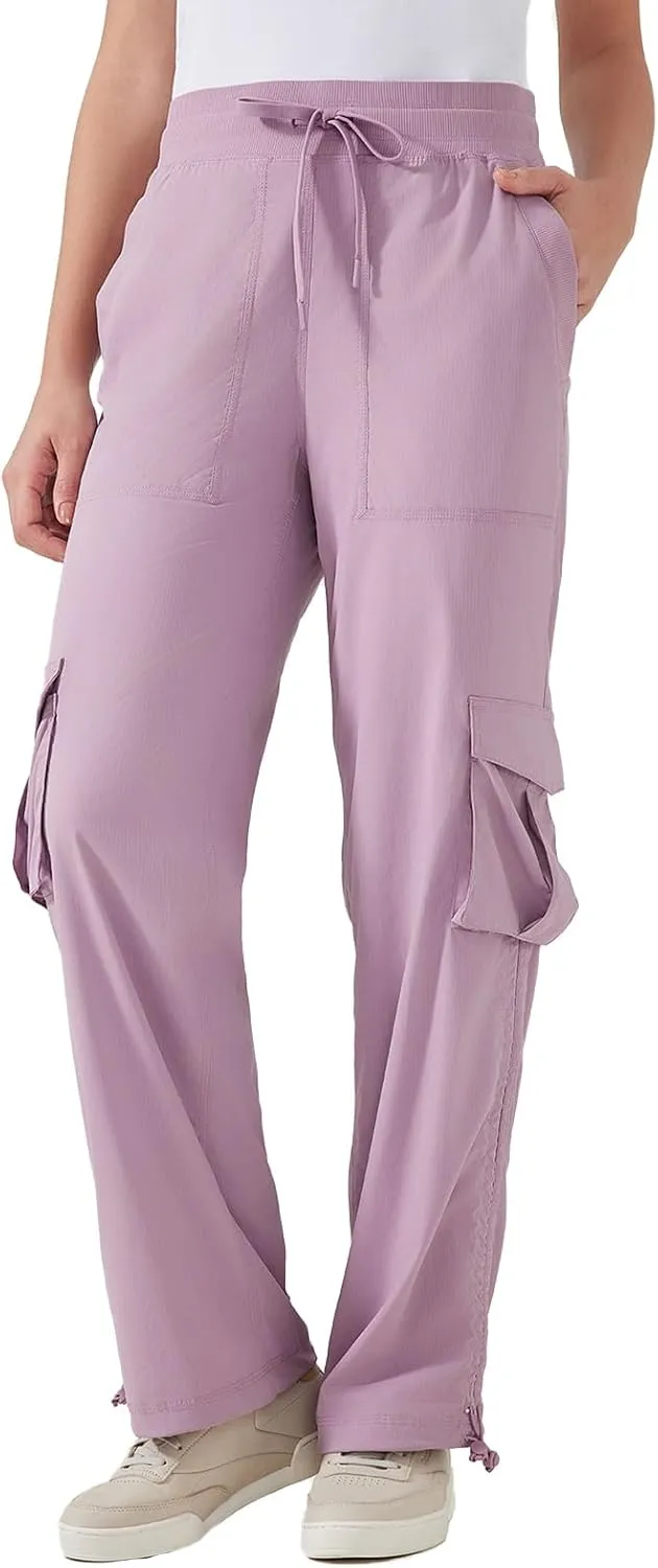 Ukaste Women's Petite Relaxed Fit Lightweight Stretch Cargo Pants - Comfort Hiking Travel Pant with Drawstring Multi Pockets
