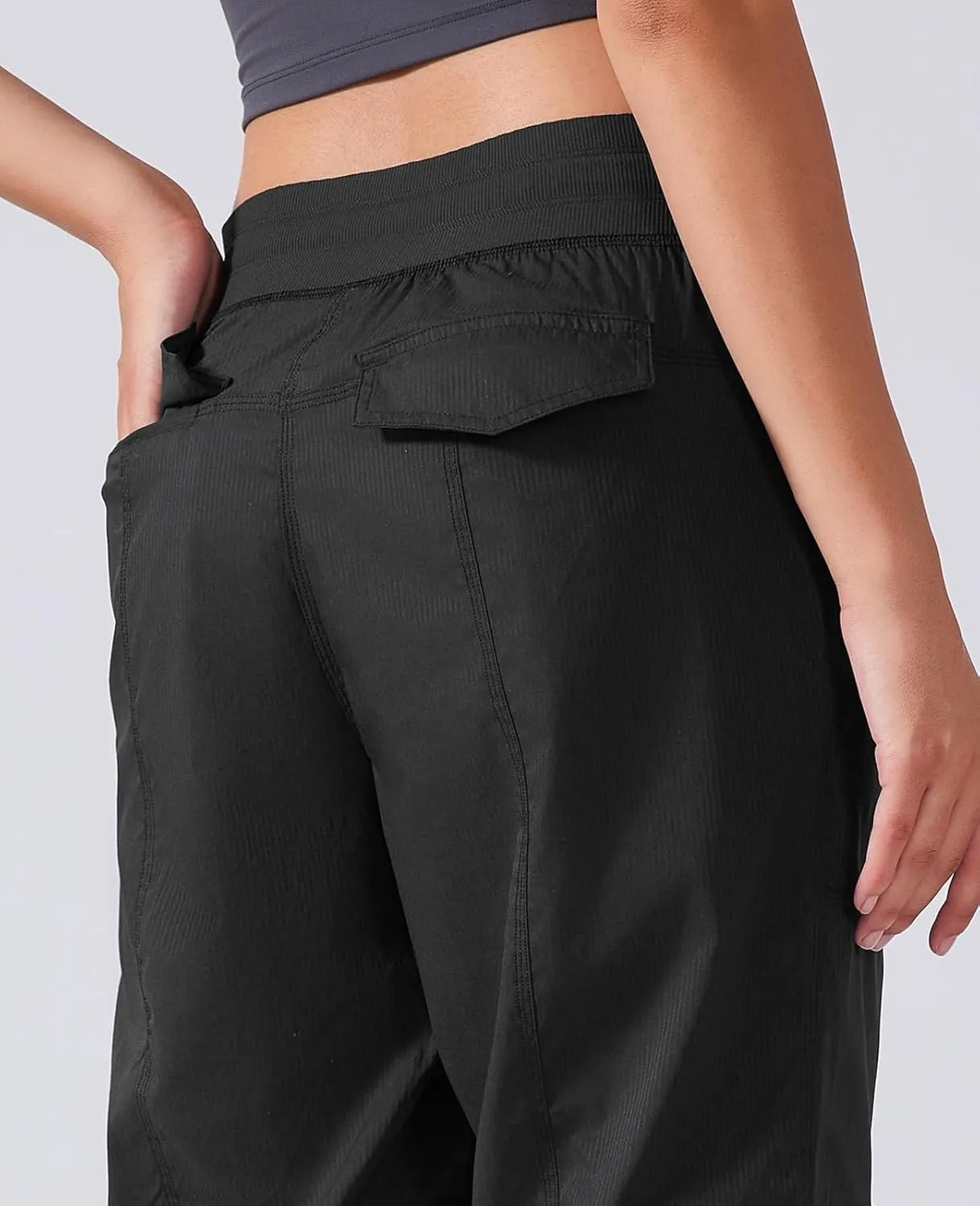 Ukaste Women's Petite Relaxed Fit Lightweight Stretch Cargo Pants - Comfort Hiking Travel Pant with Drawstring Multi Pockets