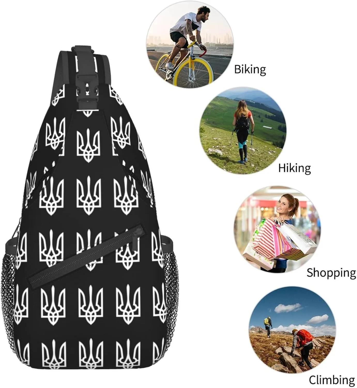 Ukraine Tryzub Proud Ukrainian Sling Bag Crossbody Backpack Shoulder Casual Daypack Bag for Men Women