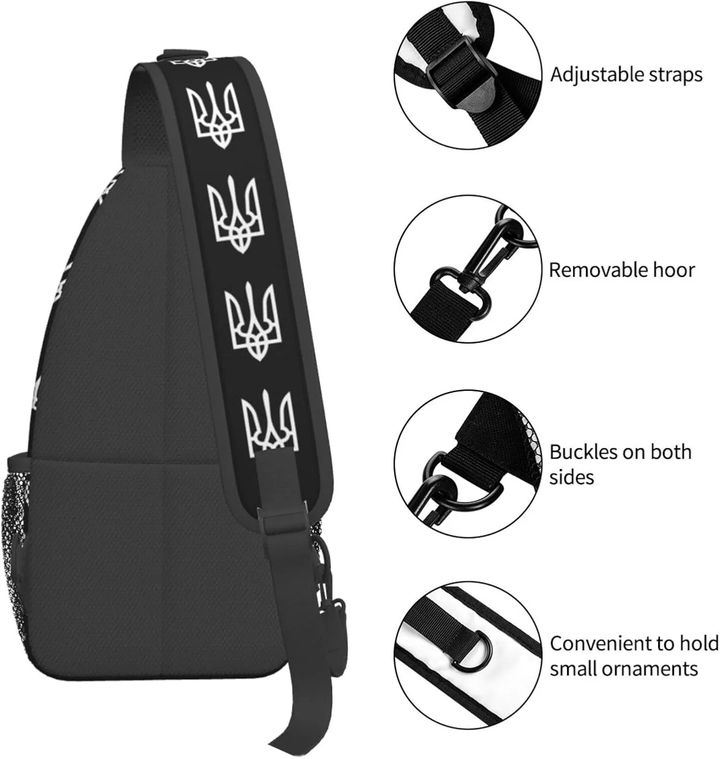 Ukraine Tryzub Proud Ukrainian Sling Bag Crossbody Backpack Shoulder Casual Daypack Bag for Men Women
