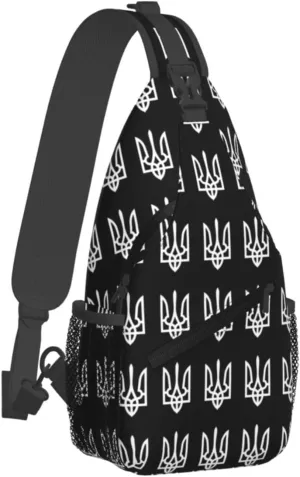 Ukraine Tryzub Proud Ukrainian Sling Bag Crossbody Backpack Shoulder Casual Daypack Bag for Men Women