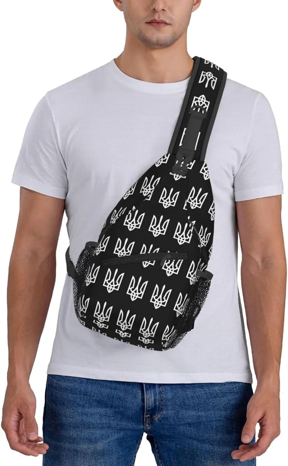 Ukraine Tryzub Proud Ukrainian Sling Bag Crossbody Backpack Shoulder Casual Daypack Bag for Men Women