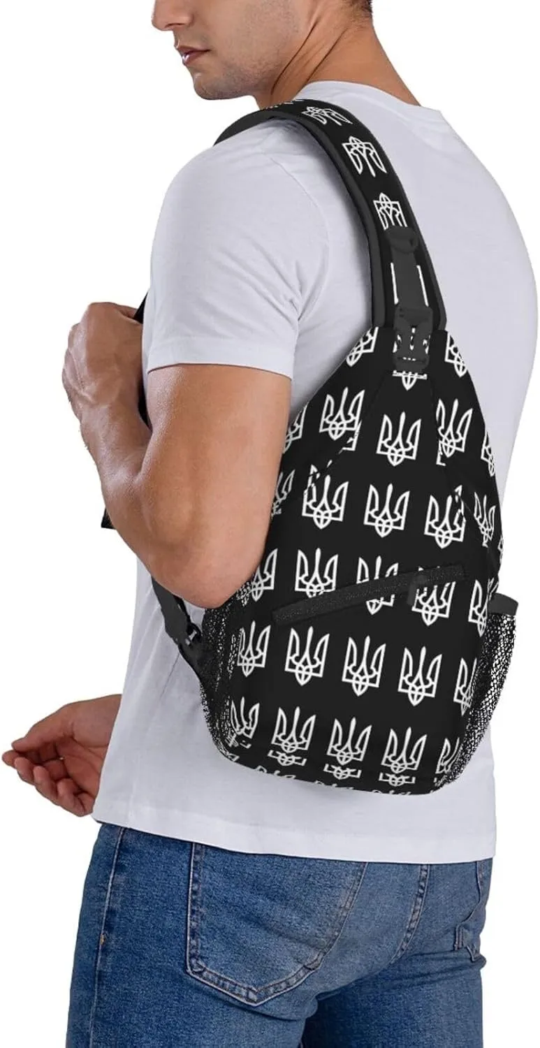 Ukraine Tryzub Proud Ukrainian Sling Bag Crossbody Backpack Shoulder Casual Daypack Bag for Men Women