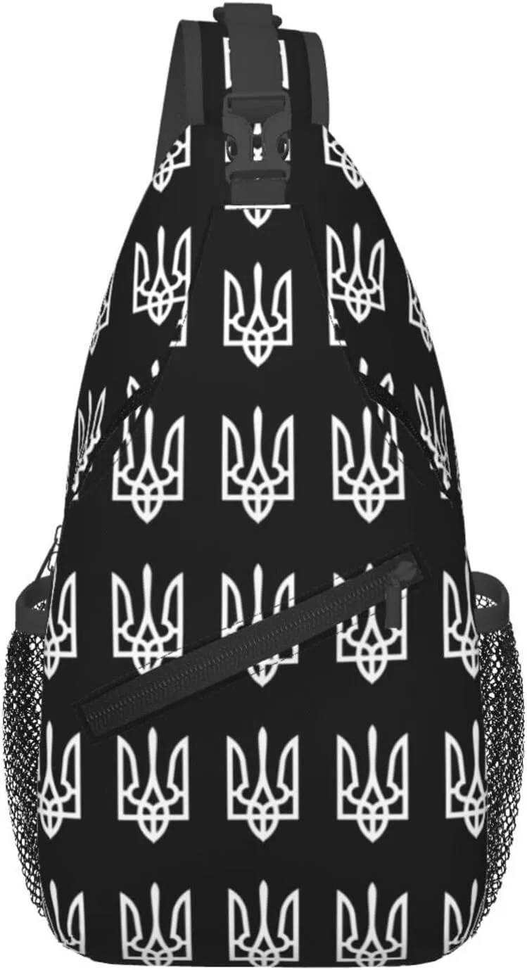 Ukraine Tryzub Proud Ukrainian Sling Bag Crossbody Backpack Shoulder Casual Daypack Bag for Men Women