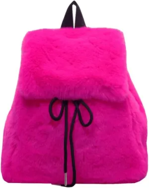 Ulisty Women Small Faux Rabbit Fur Backpack Furry Drawstring Daypack Plush Shoulder Bag