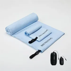 Ultralight Quick Dry Towel, Extra Large&Small 2 Pack Microfiber Towels with Compact Packable Pocket for Lightweight Backpacking Travel Beach Gym Camping & Swimming Sports(Blue 2 Set)