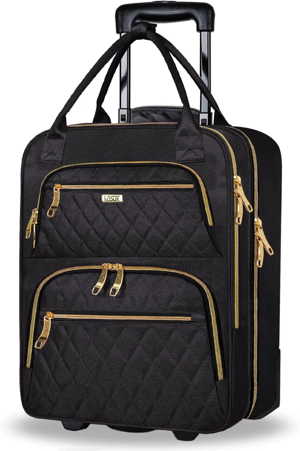 Underseat Carry On Luggage with Wheels, 18inch Lightweight Overnight Luggage Bag Carry-On Suitcase for Men Women Travel Business, Black