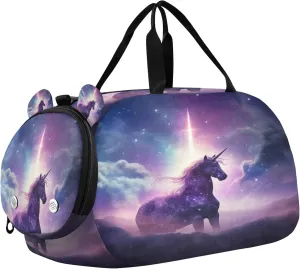 Unicorn Youth Sports & Travel Duffle Bag with Shoe Compartment,Waterproof Gym Bag for Girls and Boys (Overnight Essentials Organizer)