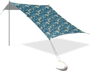 Unique Phlox Dark Turquoise Beach Canopy UPF50 Water-Resistant Shade Sun Shelter with Sturdy Poles, Sandbags and Shovel for Family Trips, Picnics & Camping