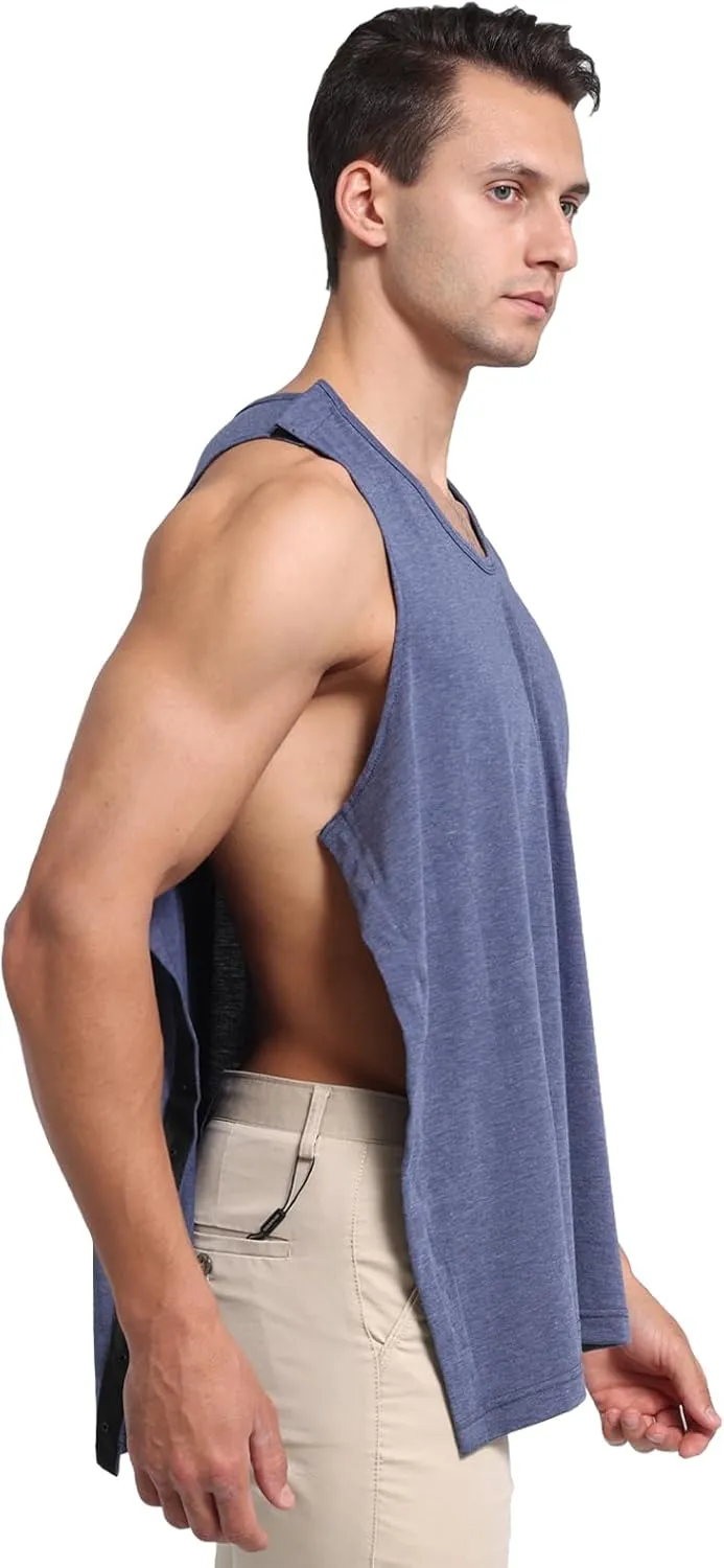 Unisex Post Shoulder Surgery Tank Tops Arm Chest Recovery Side Snap Access Tear Way Sleeveless Shirts