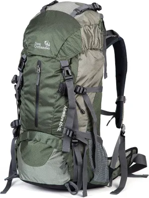UNISTRENGH 45L 5L Hiking Backpack Nylon Water-resistant Internal Frame Trekking Bag with Rain Cover for Outdoor Sports Climbing Camping Travel Mountaineering (Army Green)