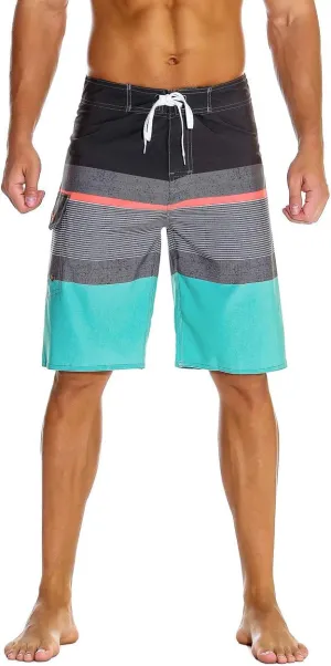 unitop Men's Bathing Board Trunks Beach Shorts Holiday Hawaiian Colorful Striped