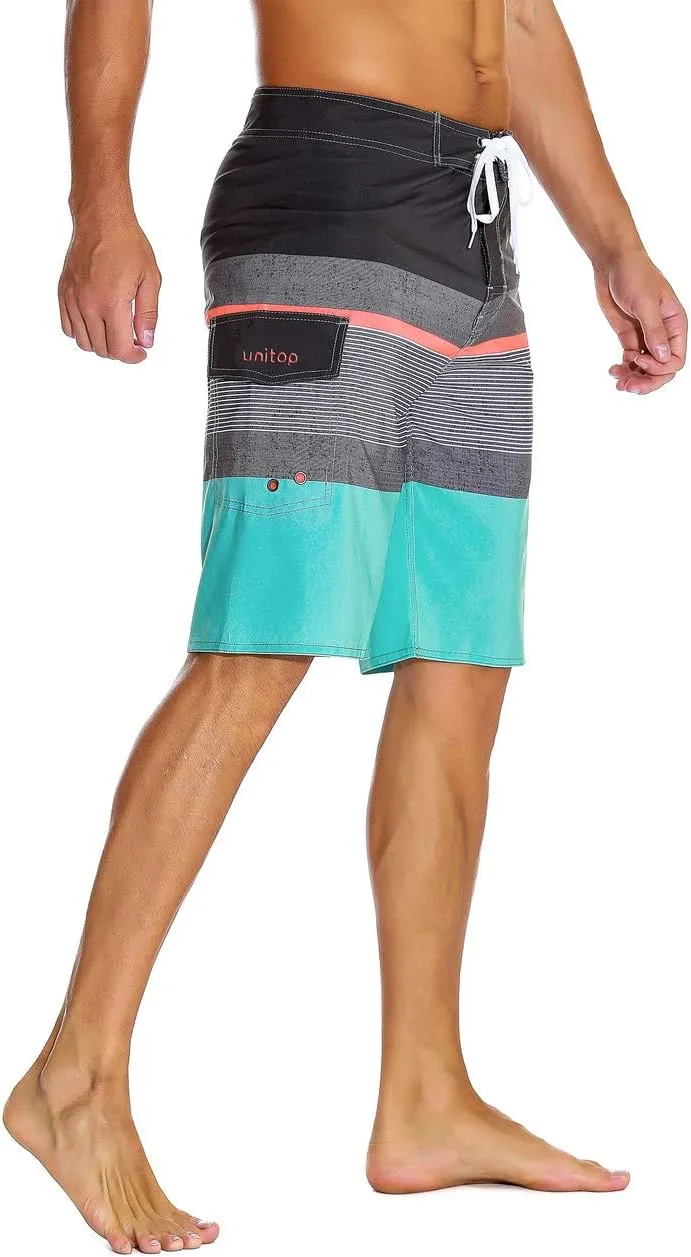 unitop Men's Bathing Board Trunks Beach Shorts Holiday Hawaiian Colorful Striped