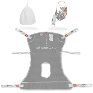 Universal Full Body Transfer Lift Sling with Commode Opening for Toileting-Shower Sling for Elderly and Patient Transfers | Repositioning | Lifting,with 1pc Laundry Bag (Grey, Medium)