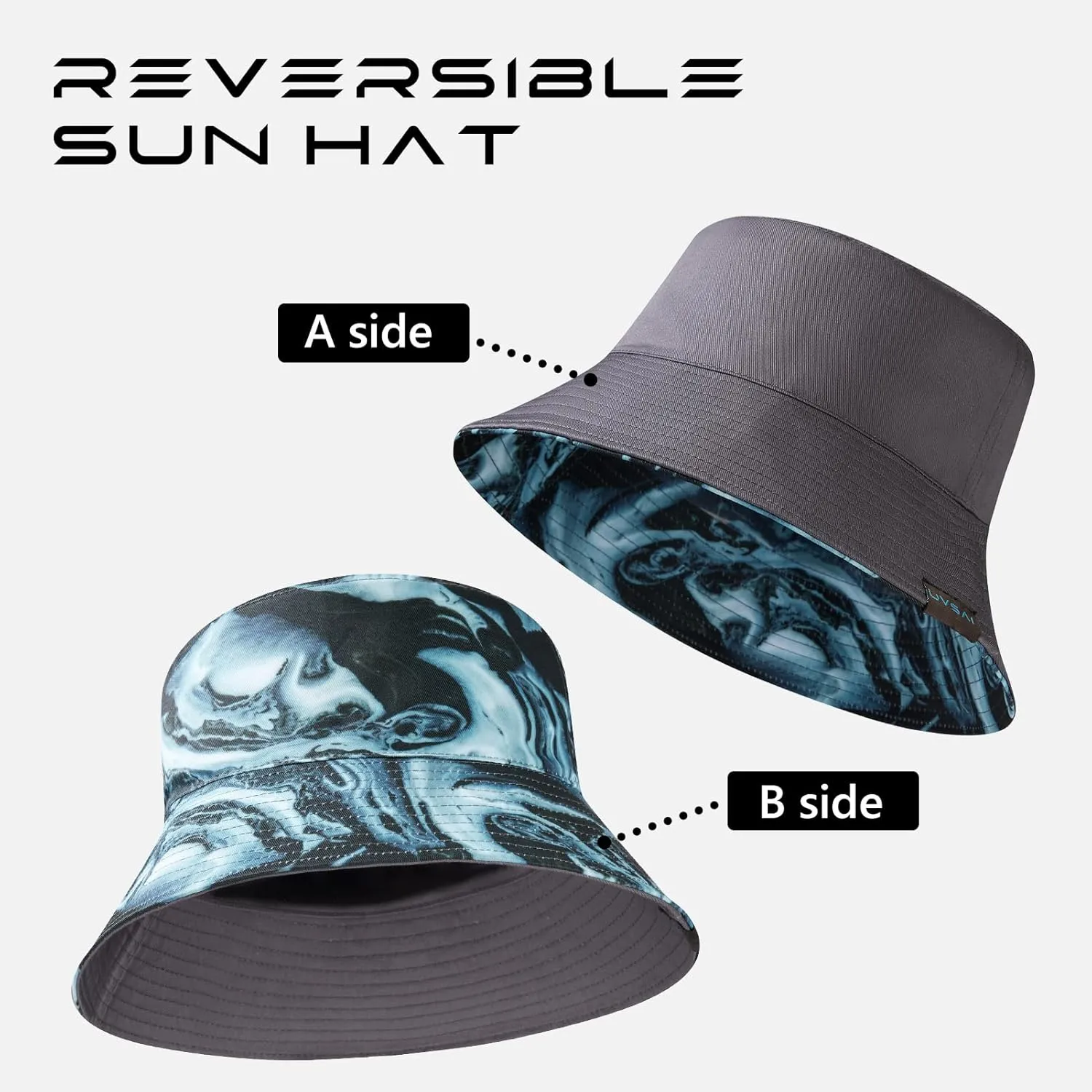 UPF 50  Reversible Foldable Sun Bucket Hat for Hiking Fishing Beach Safari Men Women