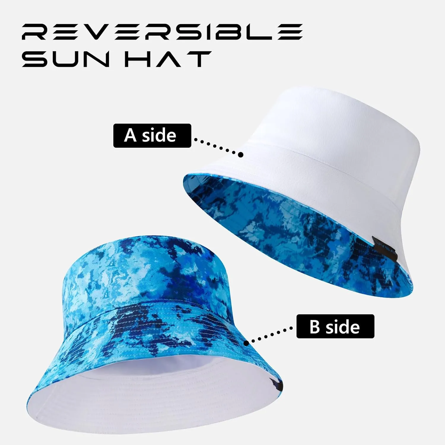 UPF 50  Reversible Foldable Sun Bucket Hat for Hiking Fishing Beach Safari Men Women