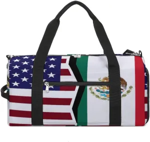 US And Mexican Flag Gym Bag-Workout Organizer with Water Resistant Compartments for Gym Lovers