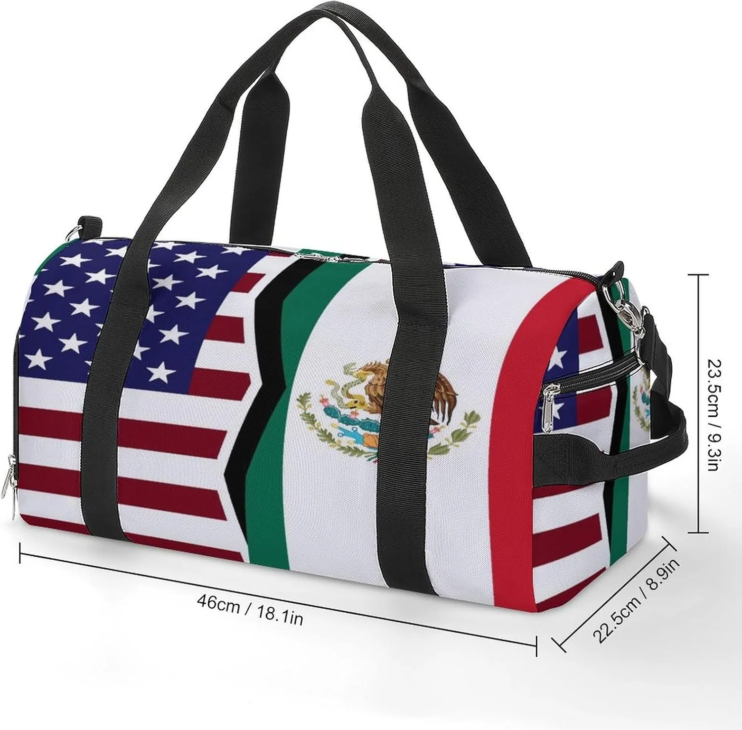 US And Mexican Flag Gym Bag-Workout Organizer with Water Resistant Compartments for Gym Lovers