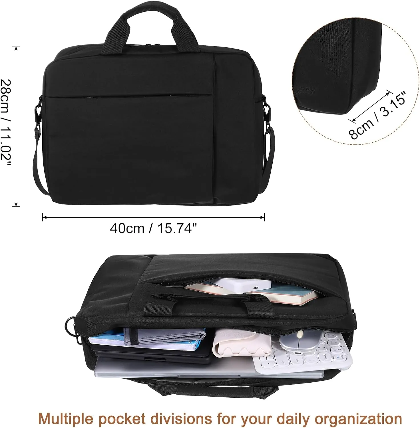 uxcell Briefcase Bag, Water-Resistant Laptop Shoulder Bag, Business Crossbody Bag, Computer Carrying Bag