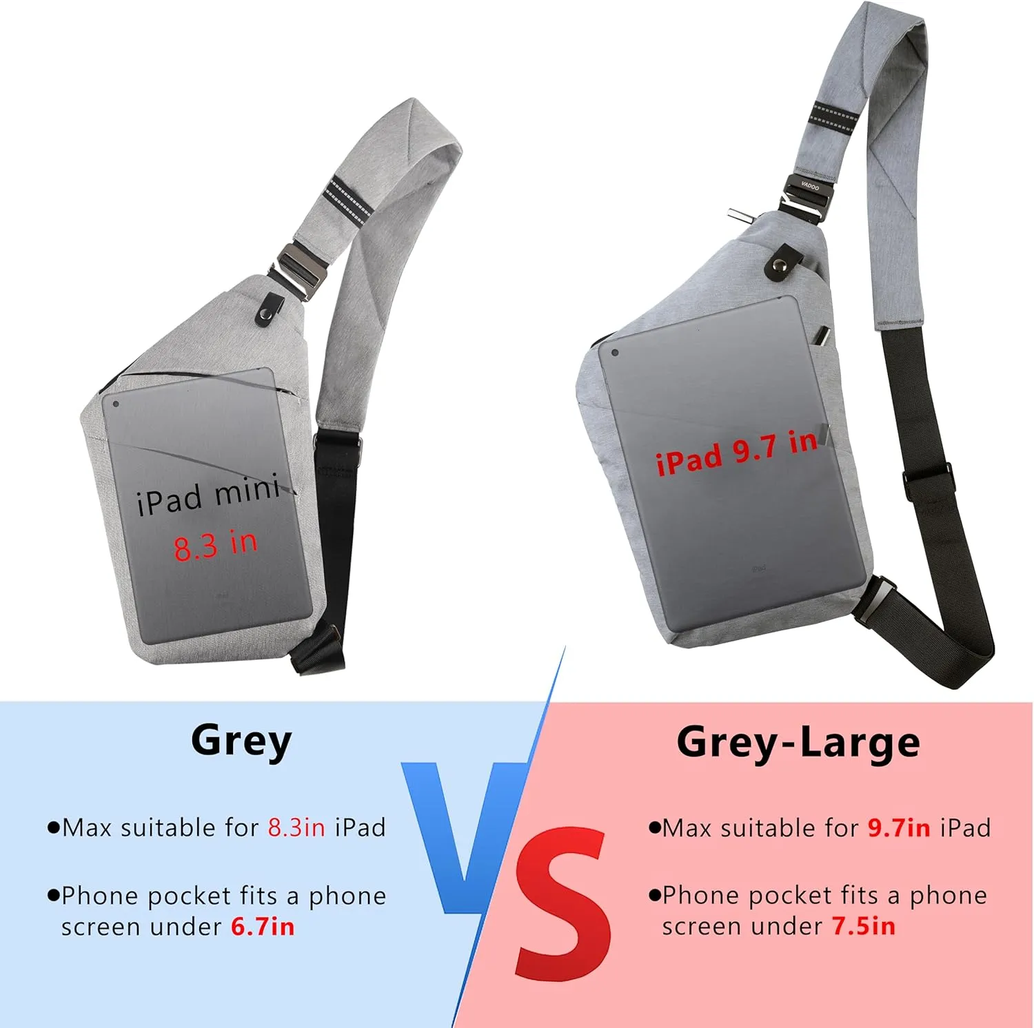 VADOO Sling Bag - Anti-theft Crossbody Shoulder Bag for Men and Women
