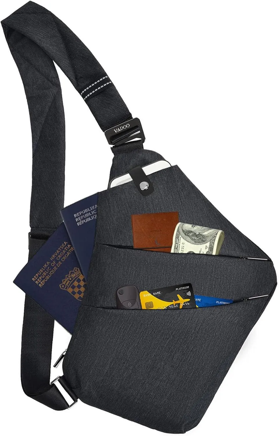 VADOO Sling Bag - Anti-theft Crossbody Shoulder Bag for Men and Women