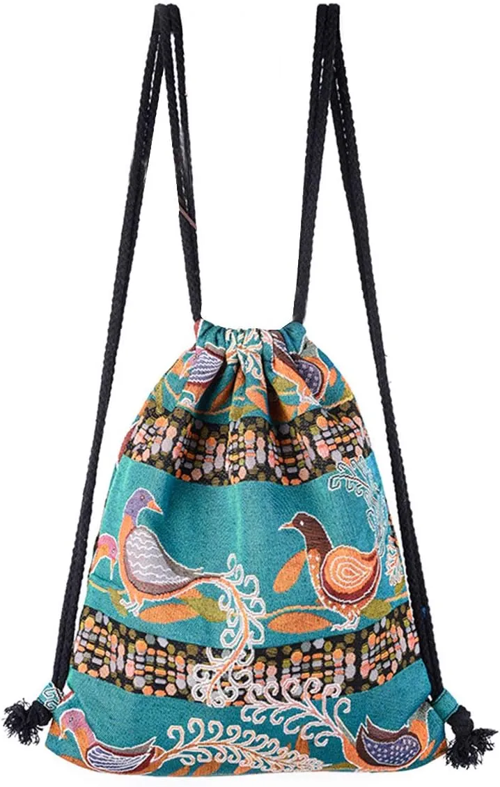 Van Caro Drawstring Backpack String Bag Sport Gym Sackpack Cinch Shopping Yoga Bag,Phoenix One Size