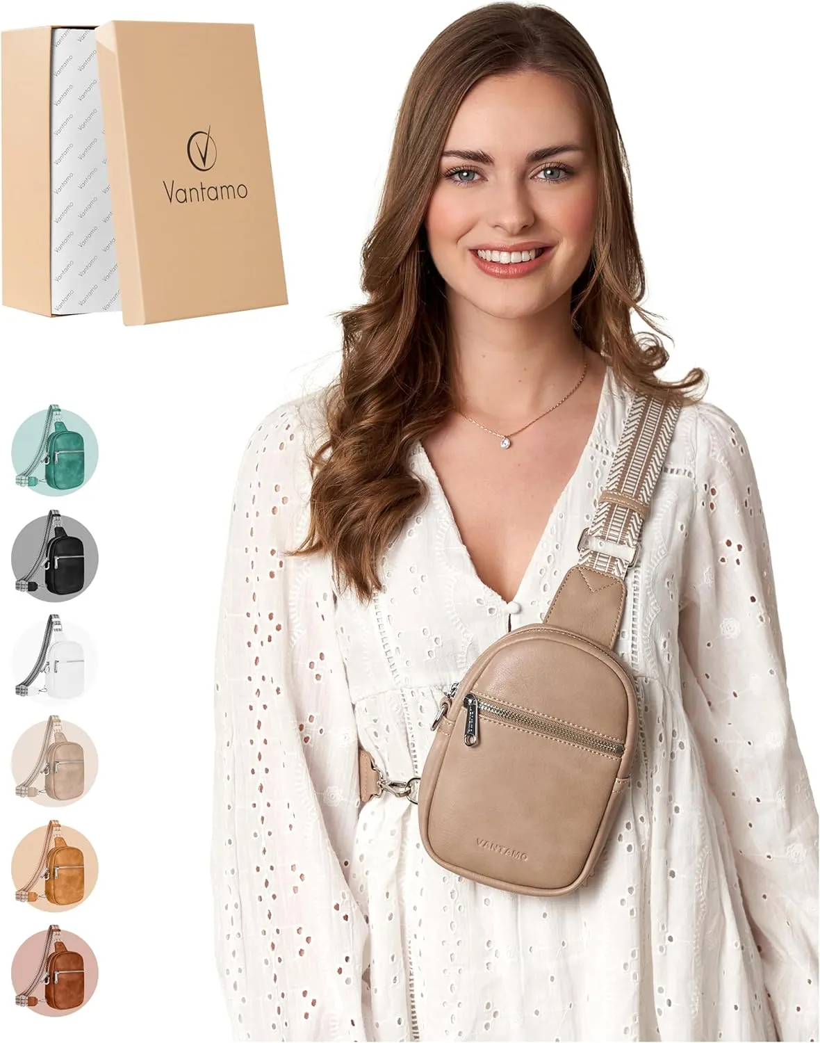 Vantamo Small Crossbody Bags for Women, Sling Bag with RFID & Anti-Pickpocket Clip, Adjustable Strap Cross Body Fanny Packs