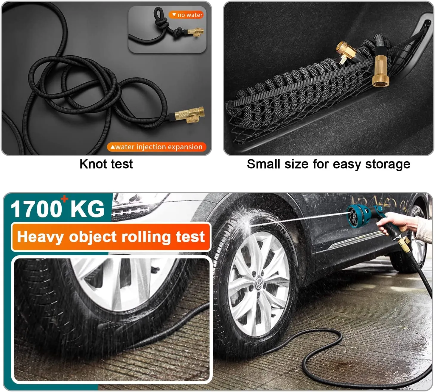 VARWANEO Expandable Garden Hose 50ft Water Hose 10 Function Sprayer Nozzle Lightweight Durable 4-Layers Latex, Outdoor Upgraded Flexible Hose 3/4 inch Solid Metal Fittings No Kink Water Pipe Retractable Hose