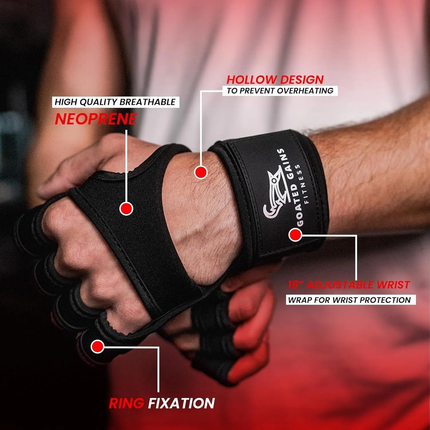 Ventilated Weight Lifting Gym Gloves - Wrist Support for Weight Lifting - Workout Gloves for Men and Women - Neoprene Gloves with Silicon for Grip