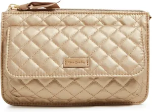 Vera Bradley Women's Cotton Wallet Crossbody Purse with RFID Protection, Champagne Gold Pearl, One Size