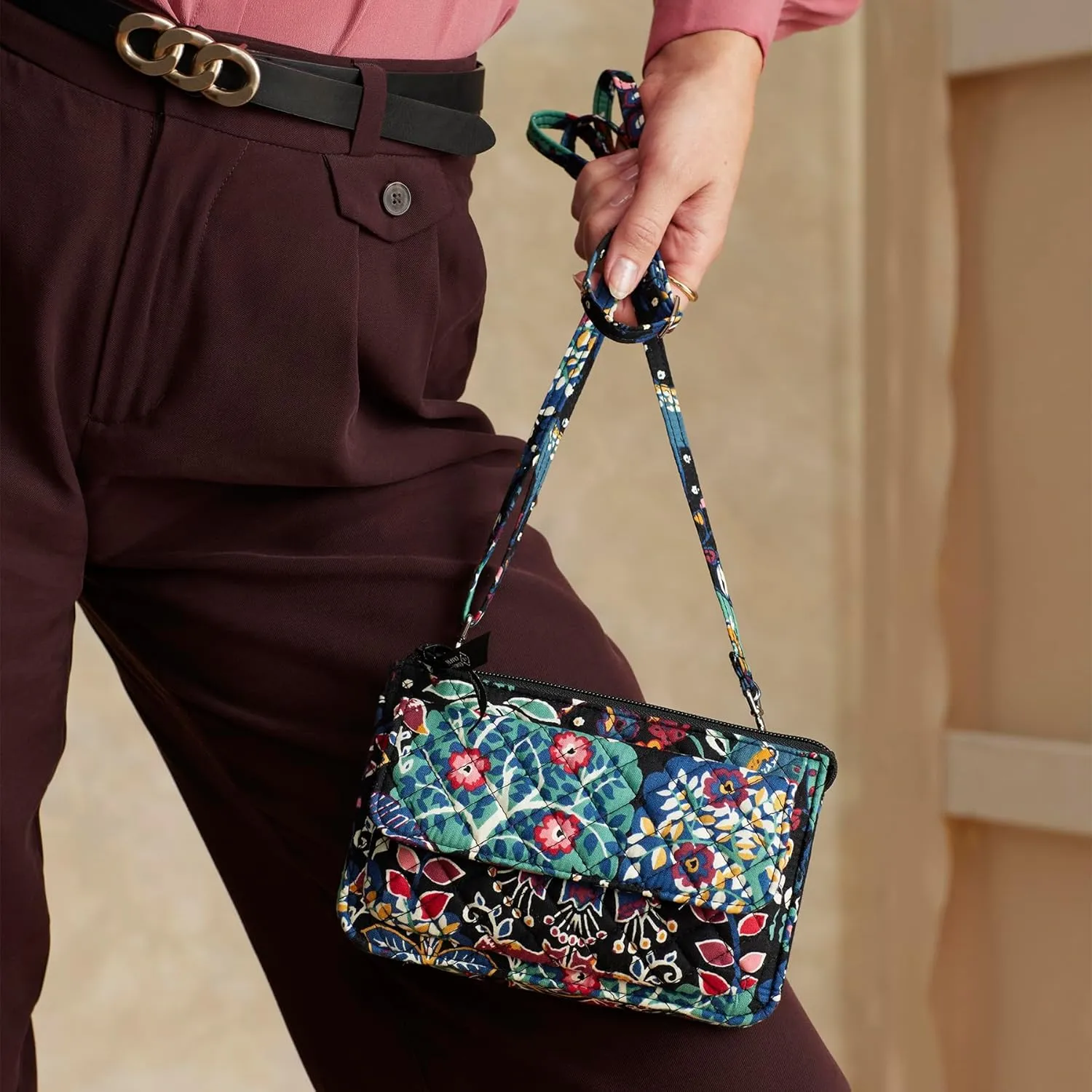 Vera Bradley Women's Cotton Wallet Crossbody Purse with RFID Protection, Enchantment, One Size