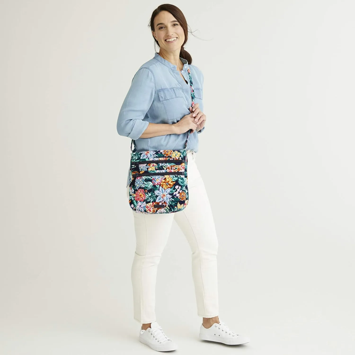 Vera Bradley Women's Performance Twill Triple Zip Hipster Crossbody Purse