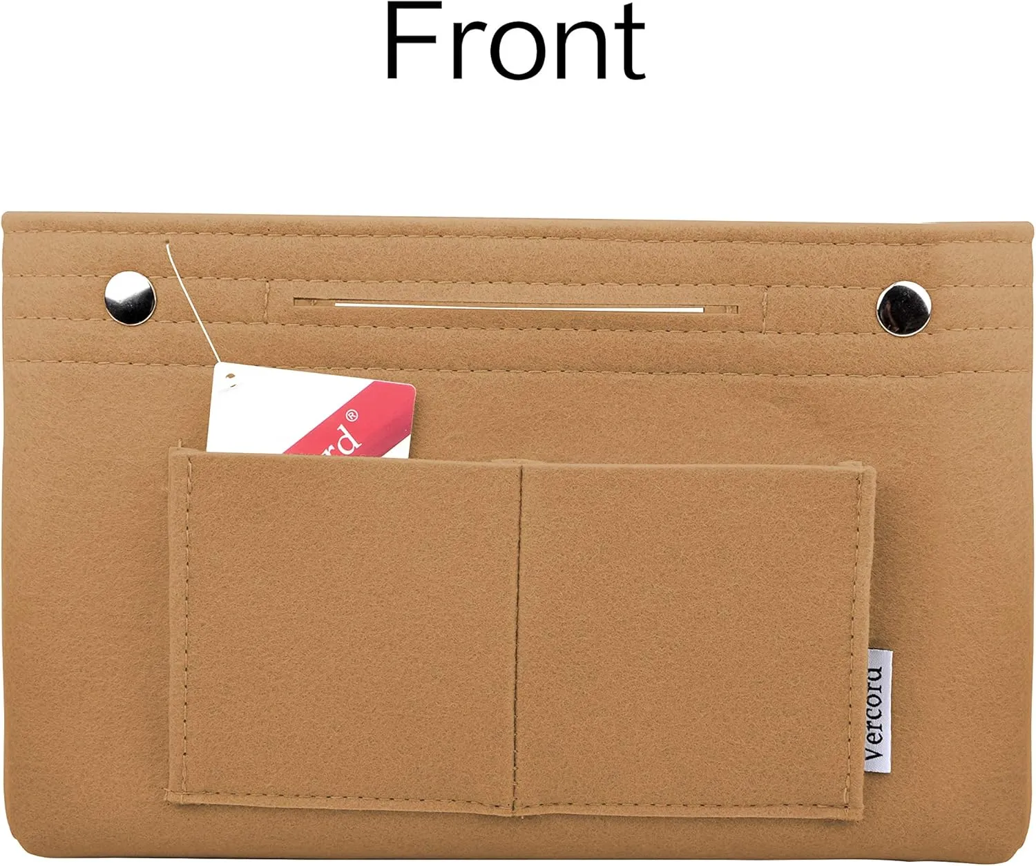 Vercord Felt Purse Tote Organizer Insert Divider Inside Handbag for Women Medium Brown