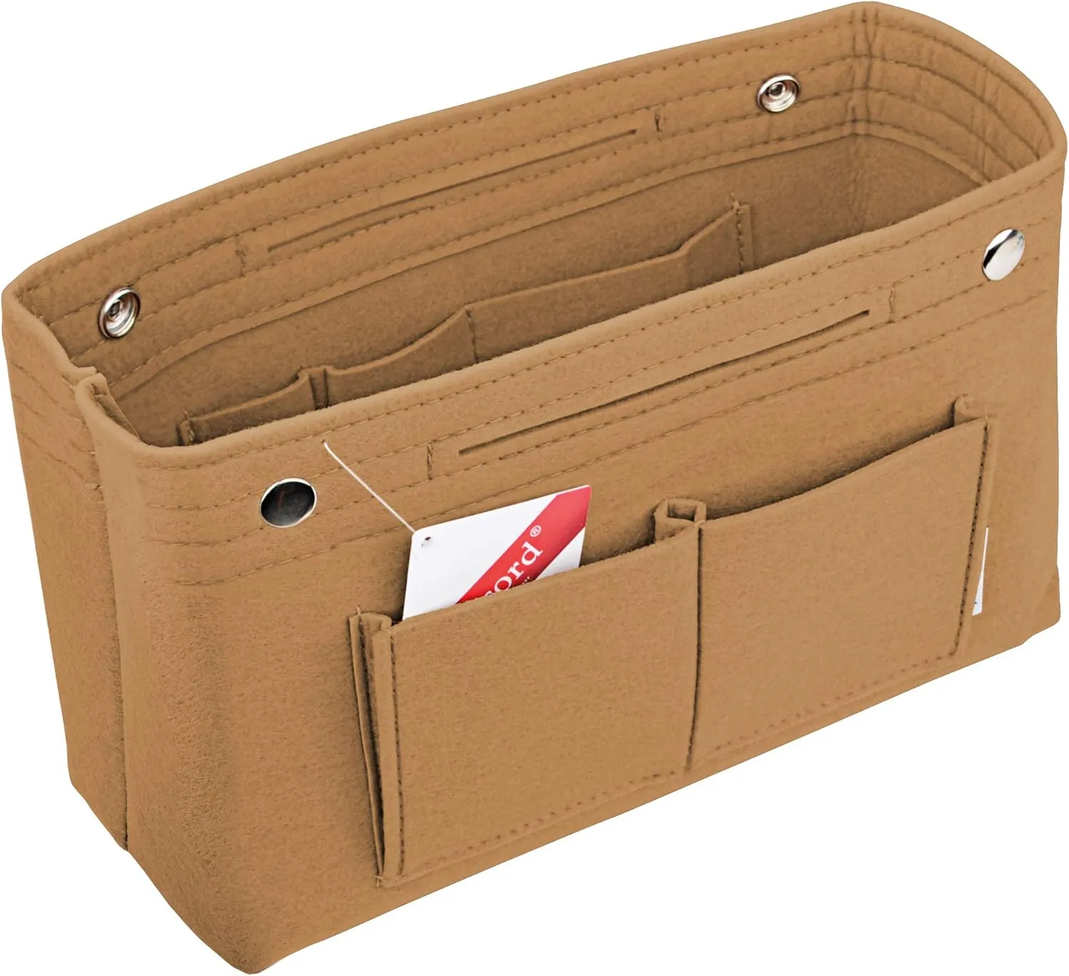 Vercord Felt Purse Tote Organizer Insert Divider Inside Handbag for Women Medium Brown