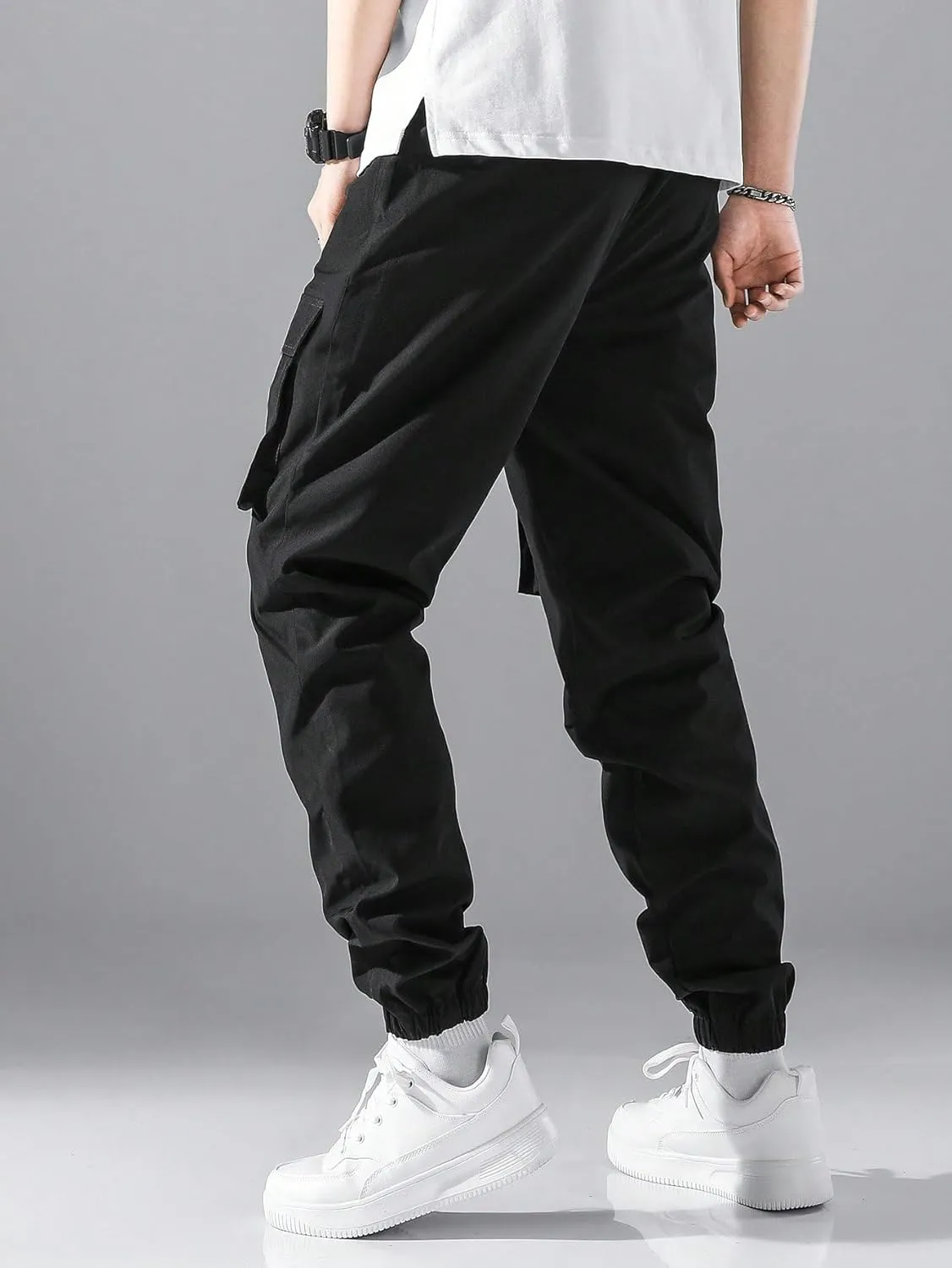 Verdusa Boy's Drawstring Waist Flap Pockets Casual Cargo Pants Joggers