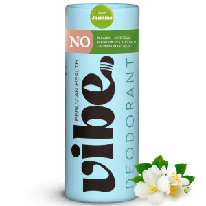 Vibe Aluminum Free Natural Deodorant for Women and Men - Long Lasting Odor Control with Organic Coconut Oil and Beeswax for Sensitive Skin, No Baking Soda or Parabens, Plastic Free (Jasmine)