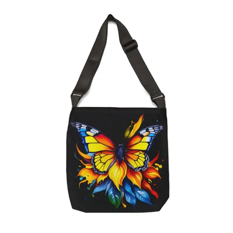 Vibrant Butterfly Print Tote Bag with Adjustable Straps