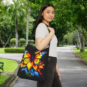 Vibrant Butterfly Print Tote Bag with Adjustable Straps
