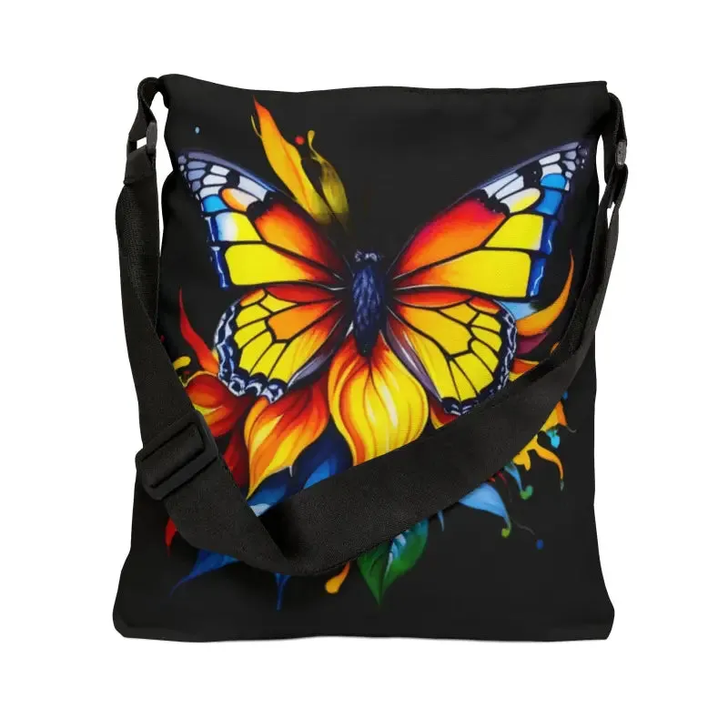 Vibrant Butterfly Print Tote Bag with Adjustable Straps
