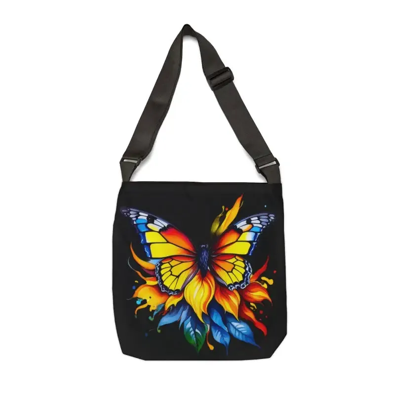 Vibrant Butterfly Print Tote Bag with Adjustable Straps