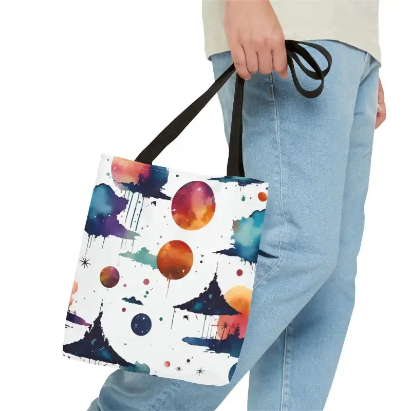 Vibrant Versatile Watercolor Abstract Paint Tote Bag
