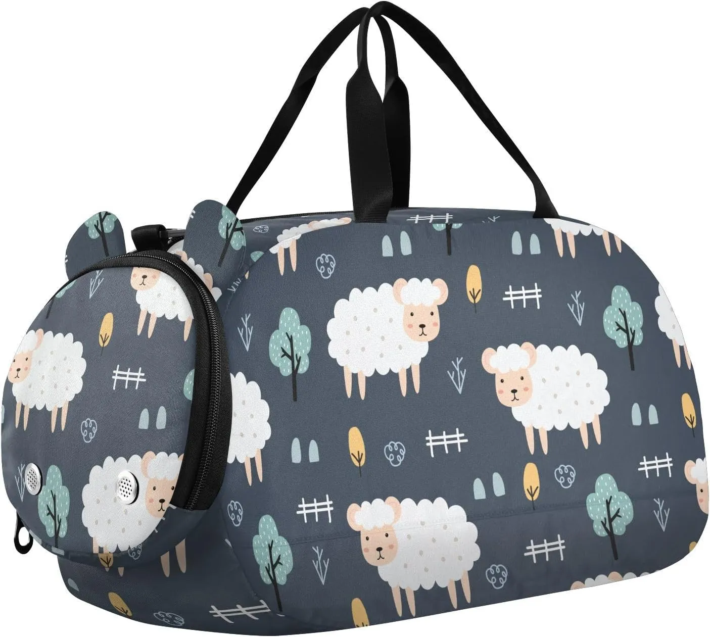 VIGTRO Cartoon Animal Sheep Forest Kids Overnight Travel Duffel Bag Sport Gym Bag for Boys Girls with Shoe Compartment, Carry On Weekender Luggage Bag for Dance Swim Yoga
