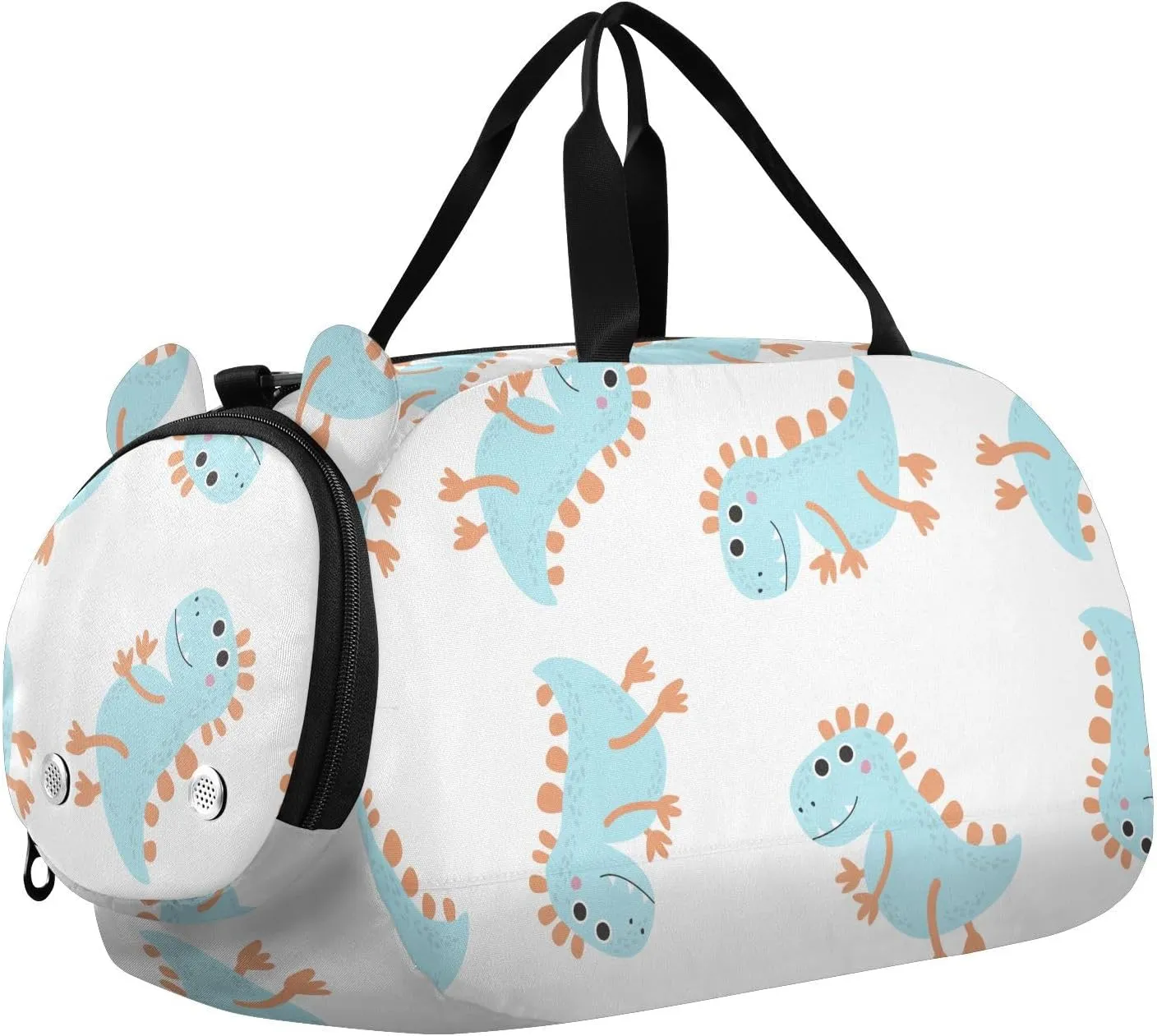 VIGTRO Cartoon Pattern with Dinosaur Kids Overnight Travel Duffel Bag Sport Gym Bag for Boys Girls with Shoe Compartment, Carry On Weekender Luggage Bag for Dance Swim Yoga