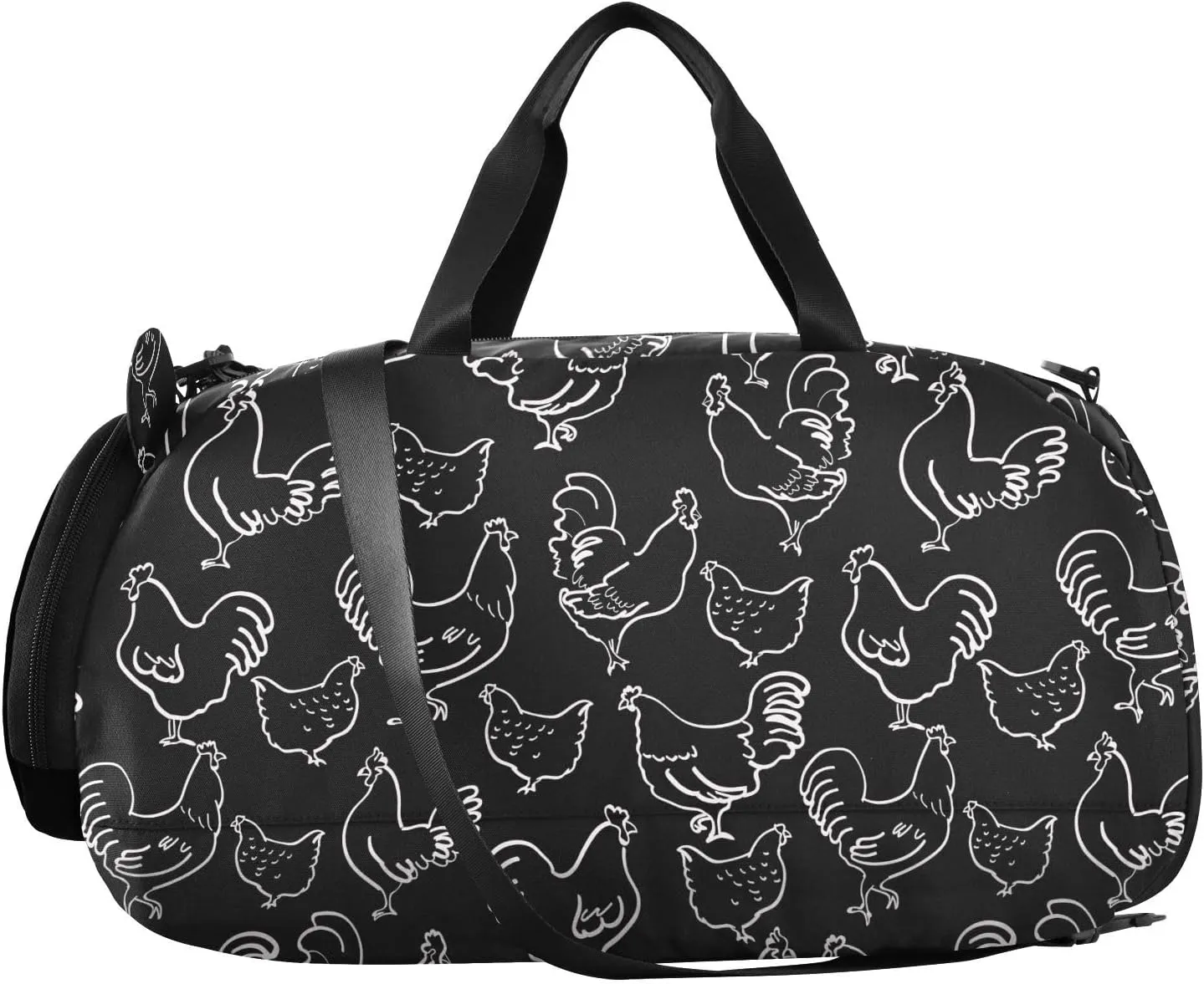 VIGTRO Chicken Eggs Chalk Pattern Kids Overnight Travel Duffel Bag Sport Gym Bag for Boys Girls with Shoe Compartment, Carry On Weekender Luggage Bag for Dance Swim Yoga
