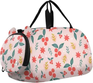 VIGTRO Christmas Pine Branches Berries Kids Overnight Travel Duffel Bag Sport Gym Bag for Boys Girls with Shoe Compartment, Carry On Weekender Luggage Bag for Dance Swim Yoga