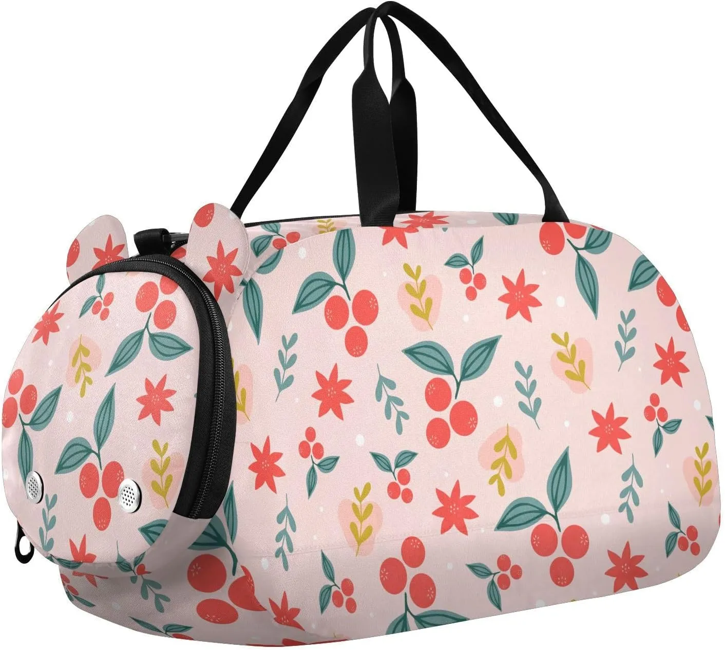 VIGTRO Christmas Pine Branches Berries Kids Overnight Travel Duffel Bag Sport Gym Bag for Boys Girls with Shoe Compartment, Carry On Weekender Luggage Bag for Dance Swim Yoga
