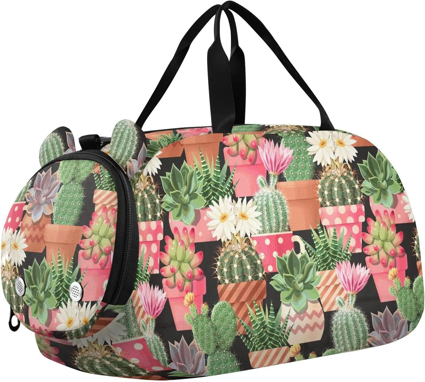 VIGTRO Colorful Succulent Cactus Plant Kids Overnight Travel Duffel Bag Sport Gym Bag for Boys Girls with Shoe Compartment, Carry On Weekender Luggage Bag for Dance Swim Yoga