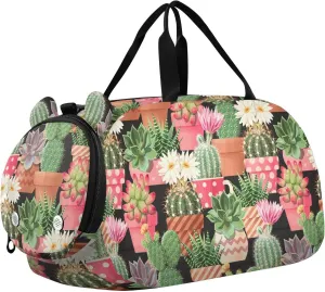 VIGTRO Colorful Succulent Cactus Plant Kids Overnight Travel Duffel Bag Sport Gym Bag for Boys Girls with Shoe Compartment, Carry On Weekender Luggage Bag for Dance Swim Yoga